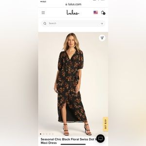 Seasonal Chic Swiss Dot Black Floral Wrap Maxi Dress. Brand new.